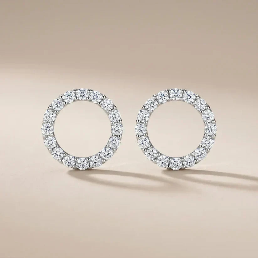 Pavé CZ circle stud earrings