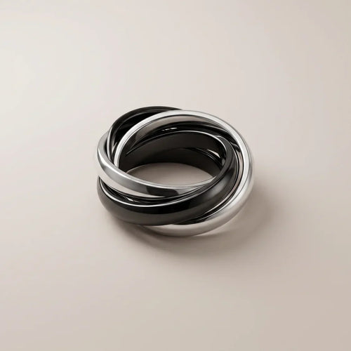 Black Enamel Interlocking Ring