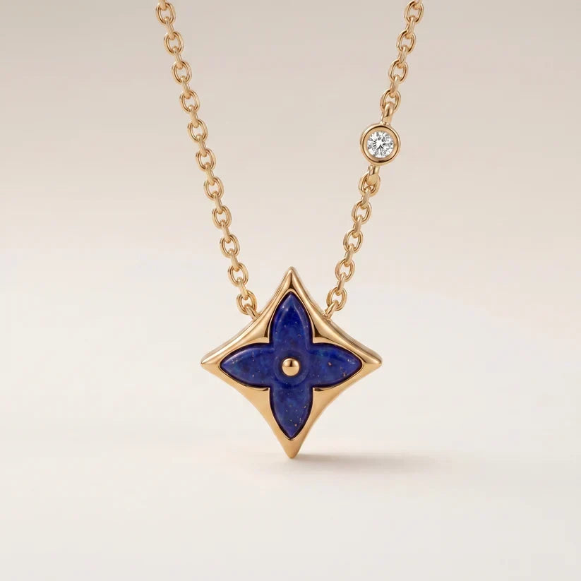 Blue Enamel CZ Necklace