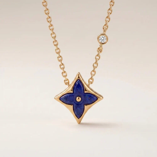 Blue Enamel CZ Necklace