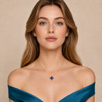 Blue Enamel CZ Necklace - view 2