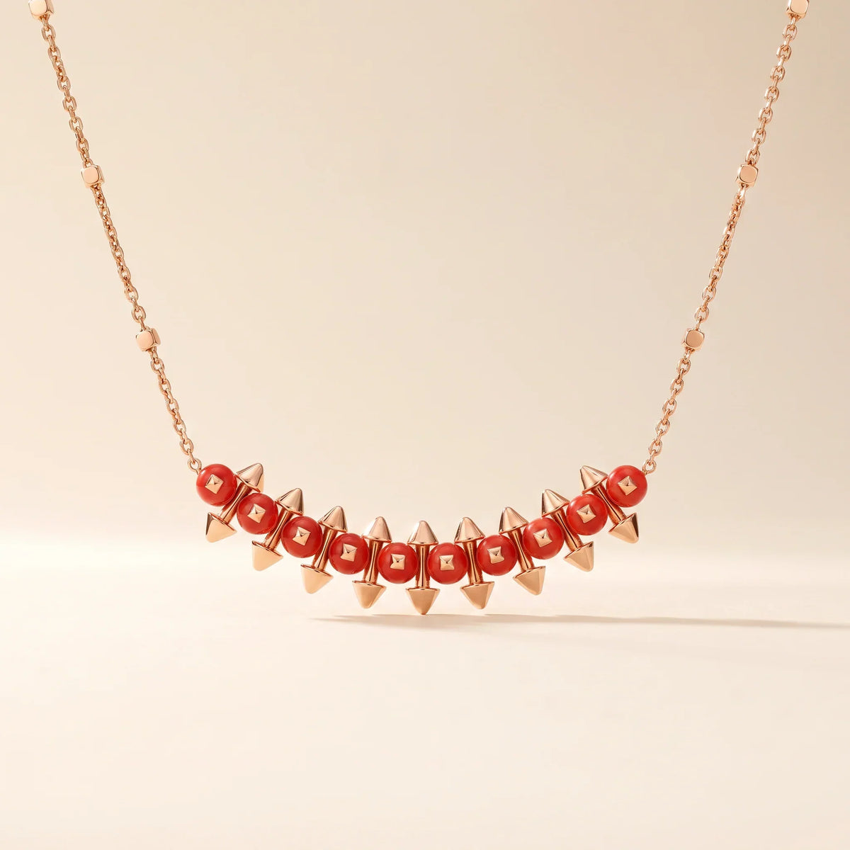 Color Bead Spike Necklace