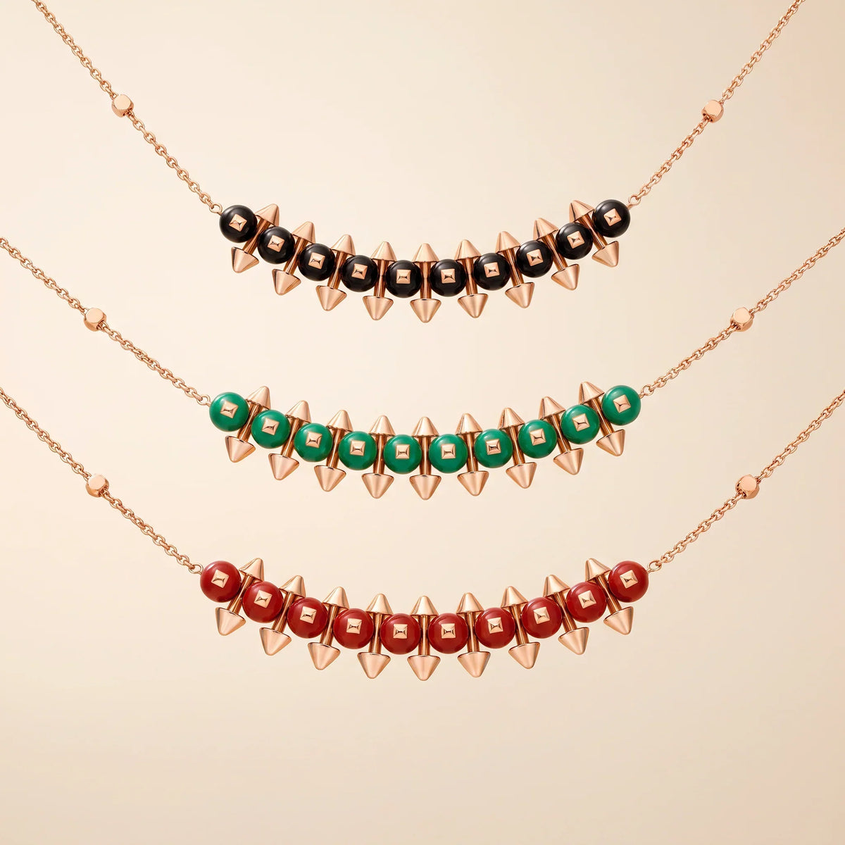 Color Bead Spike Necklace - view 5