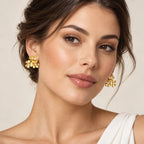 CZ Blossom Cluster Stud Earrings - view 2