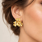 CZ Blossom Cluster Stud Earrings - view 3