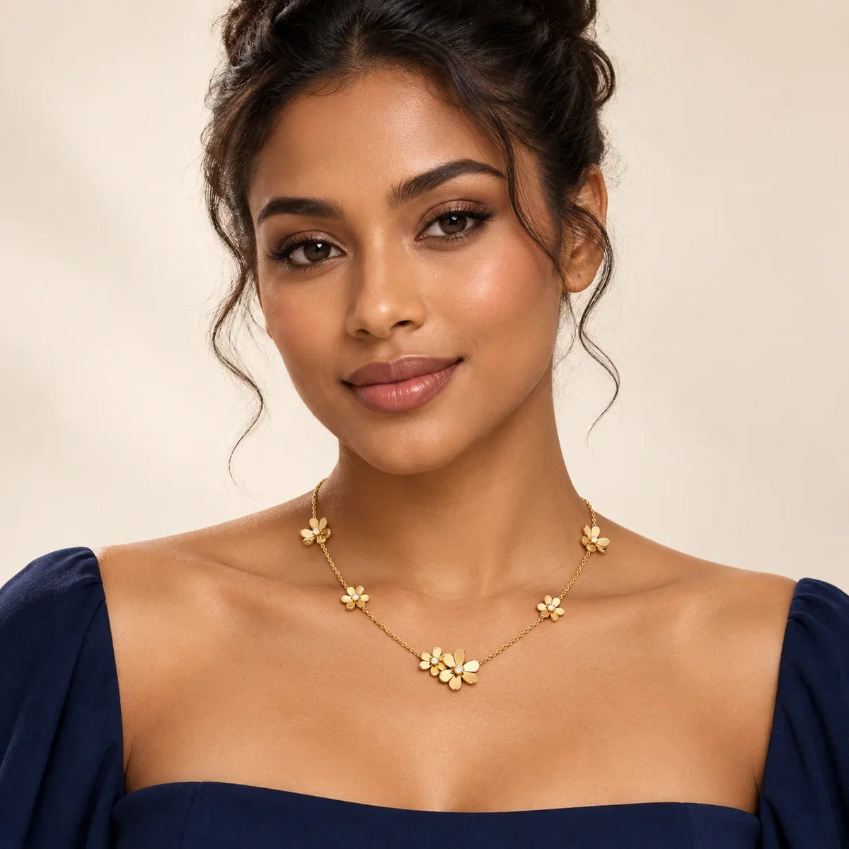 CZ Blossom Station Necklace - view 2