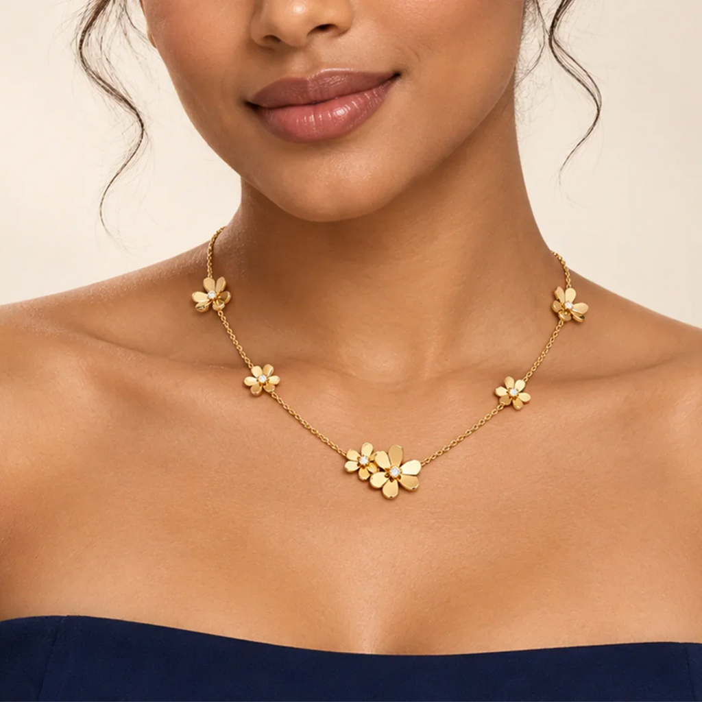 CZ Blossom Station Necklace - view 3