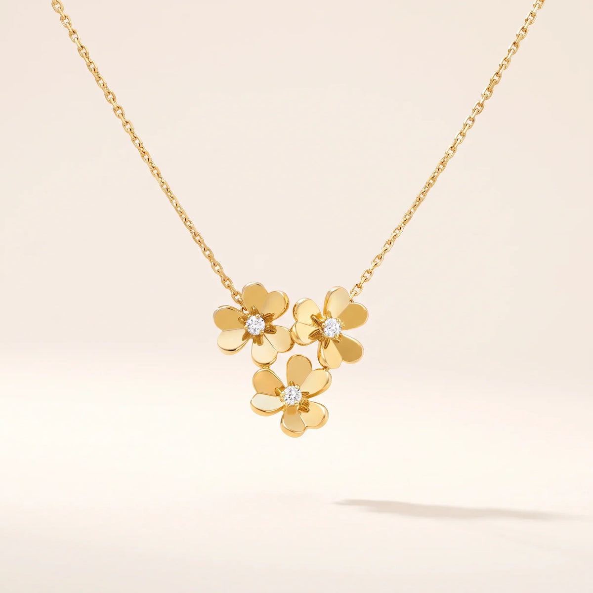 CZ Triple Blossom Pendant Necklace