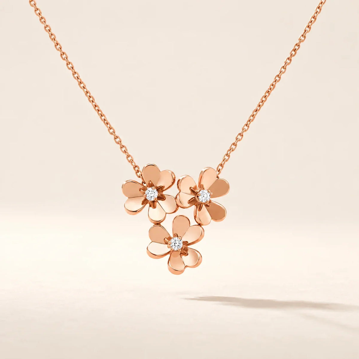 CZ Triple Blossom Pendant Necklace - view 5