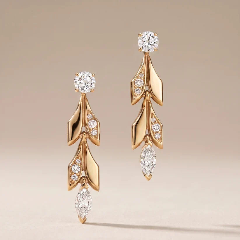 CZ Vine Drop Earrings