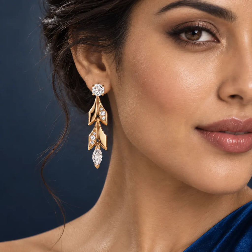 CZ Vine Drop Earrings - view 3