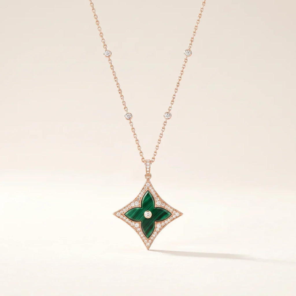 Green Enamel CZ Long Necklace