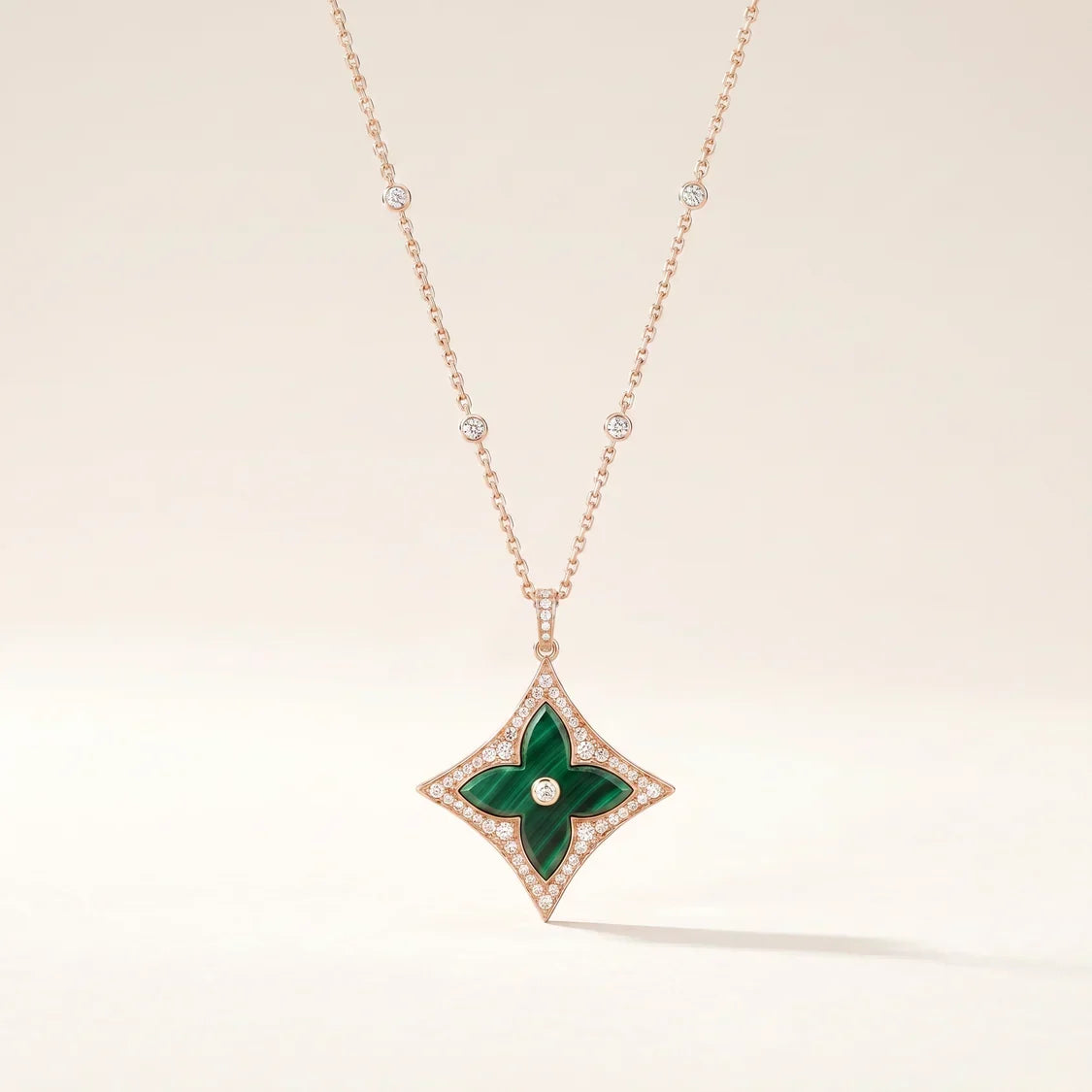 Green Enamel CZ Long Necklace