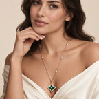 Green Enamel CZ Long Necklace - view 2