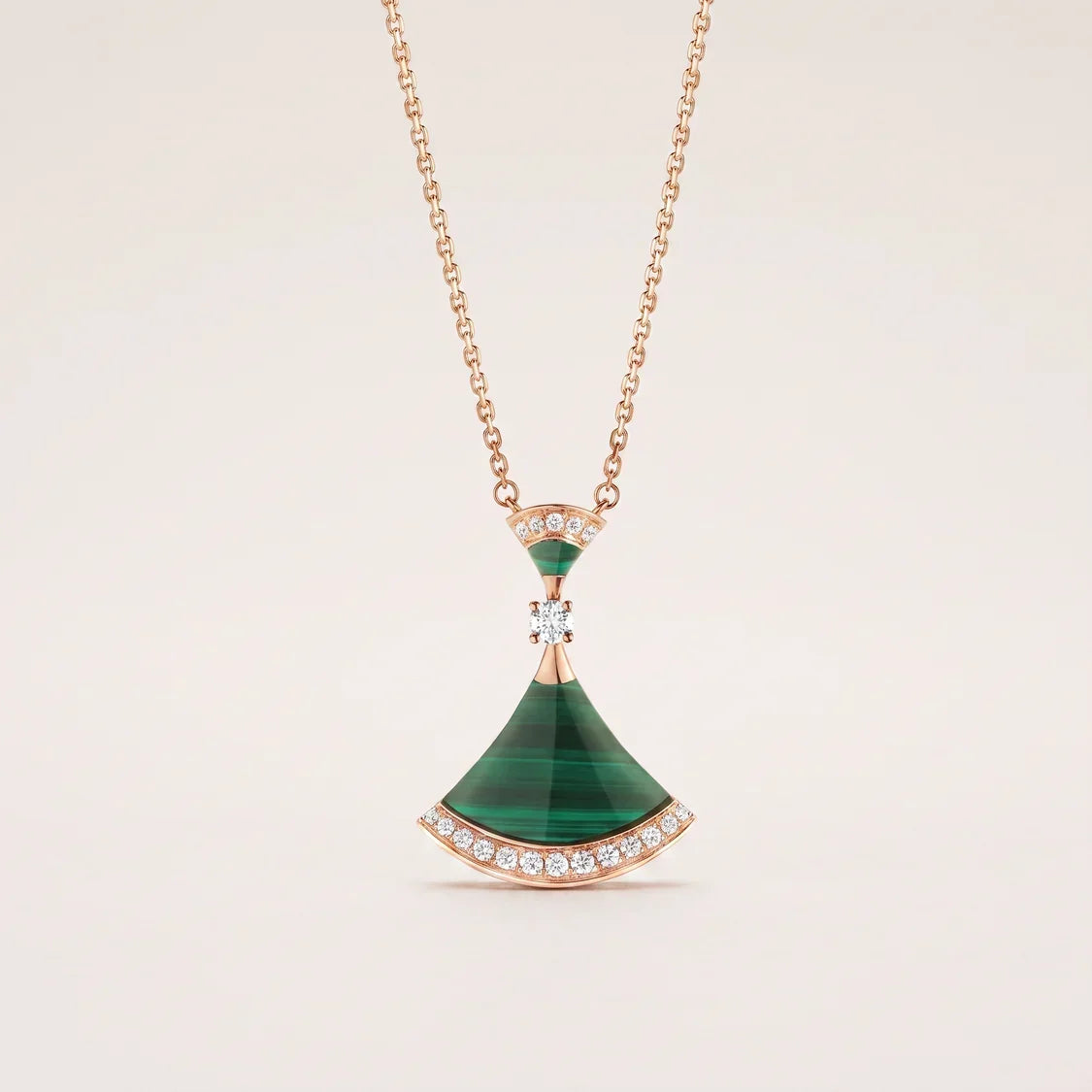 Green Fan CZ Necklace