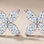Marquise CZ Four-Petal Stud Earrings - view 4