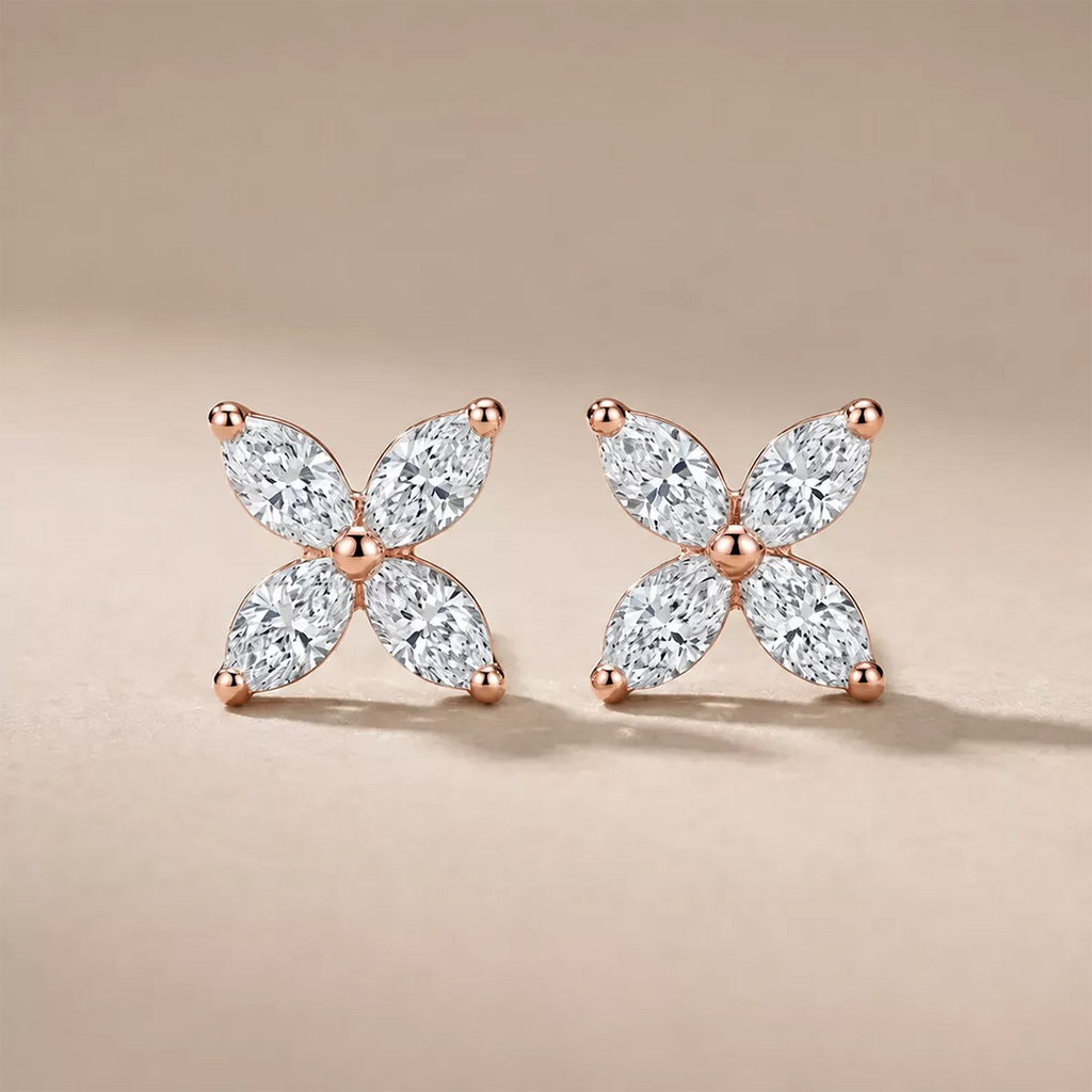 Marquise CZ Four-Petal Stud Earrings - view 5