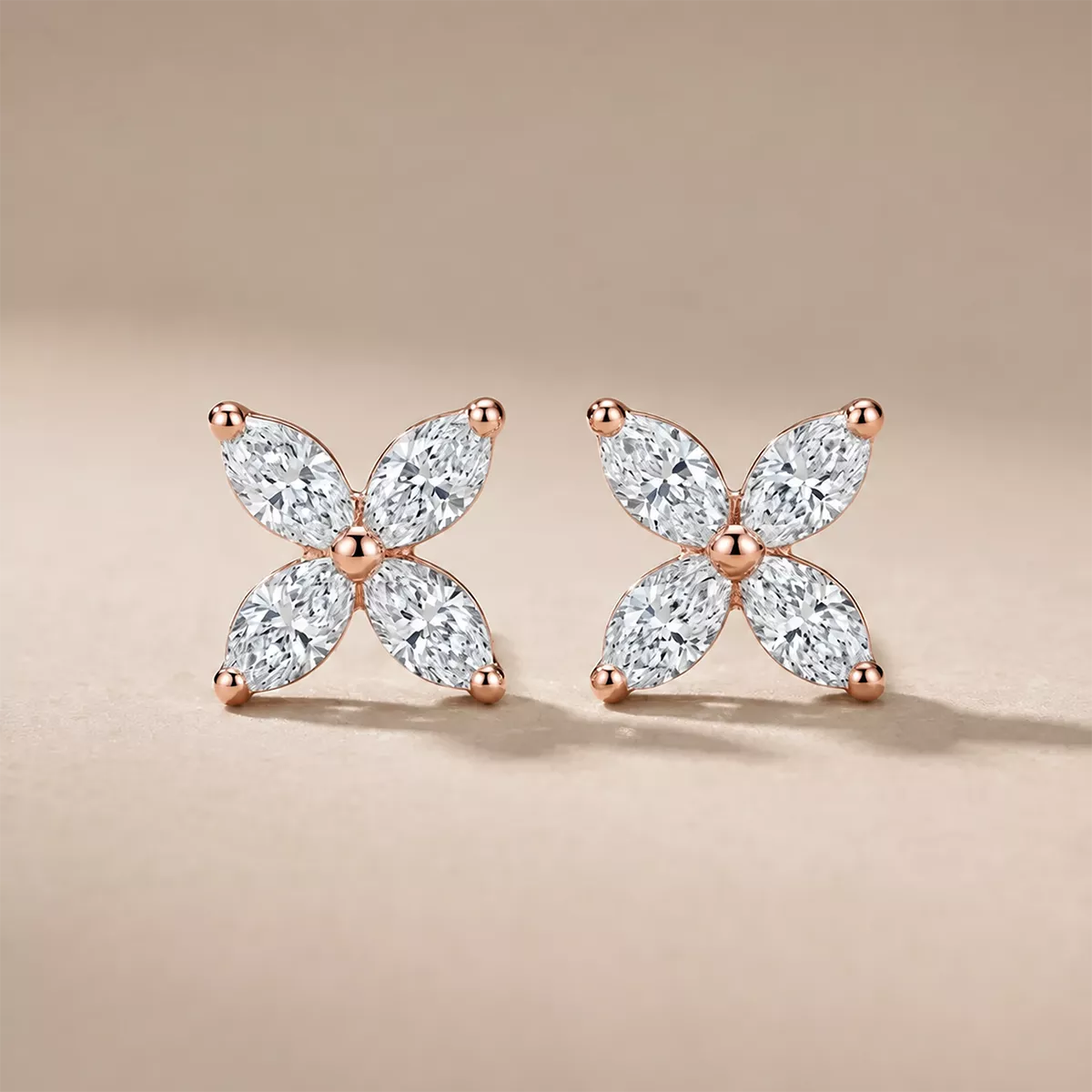 Marquise CZ Four-Petal Stud Earrings - view 5