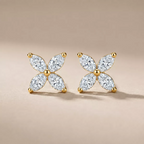 Marquise CZ Four-Petal Stud Earrings - view 6