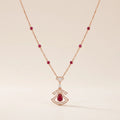 Openwork Red Fan CZ Necklace