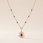 Openwork Red Fan CZ Necklace