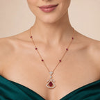 Openwork Red Fan CZ Necklace - view 3