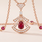 Openwork Red Fan CZ Necklace - view 4