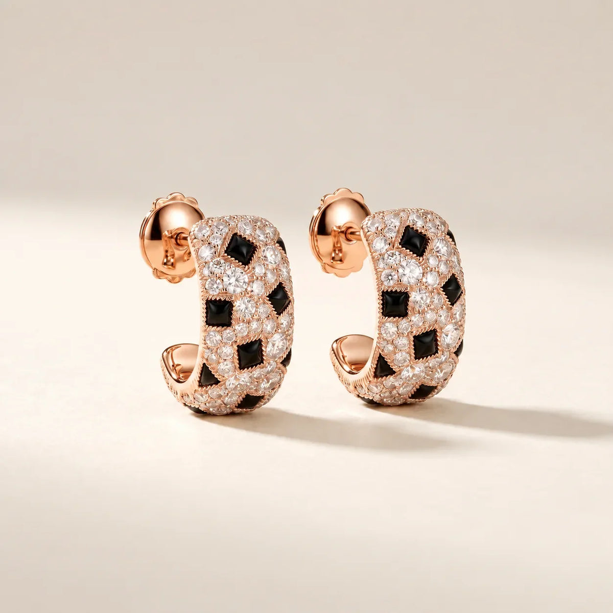Pavé CZ & Black Accent Hoop Earrings - view 5