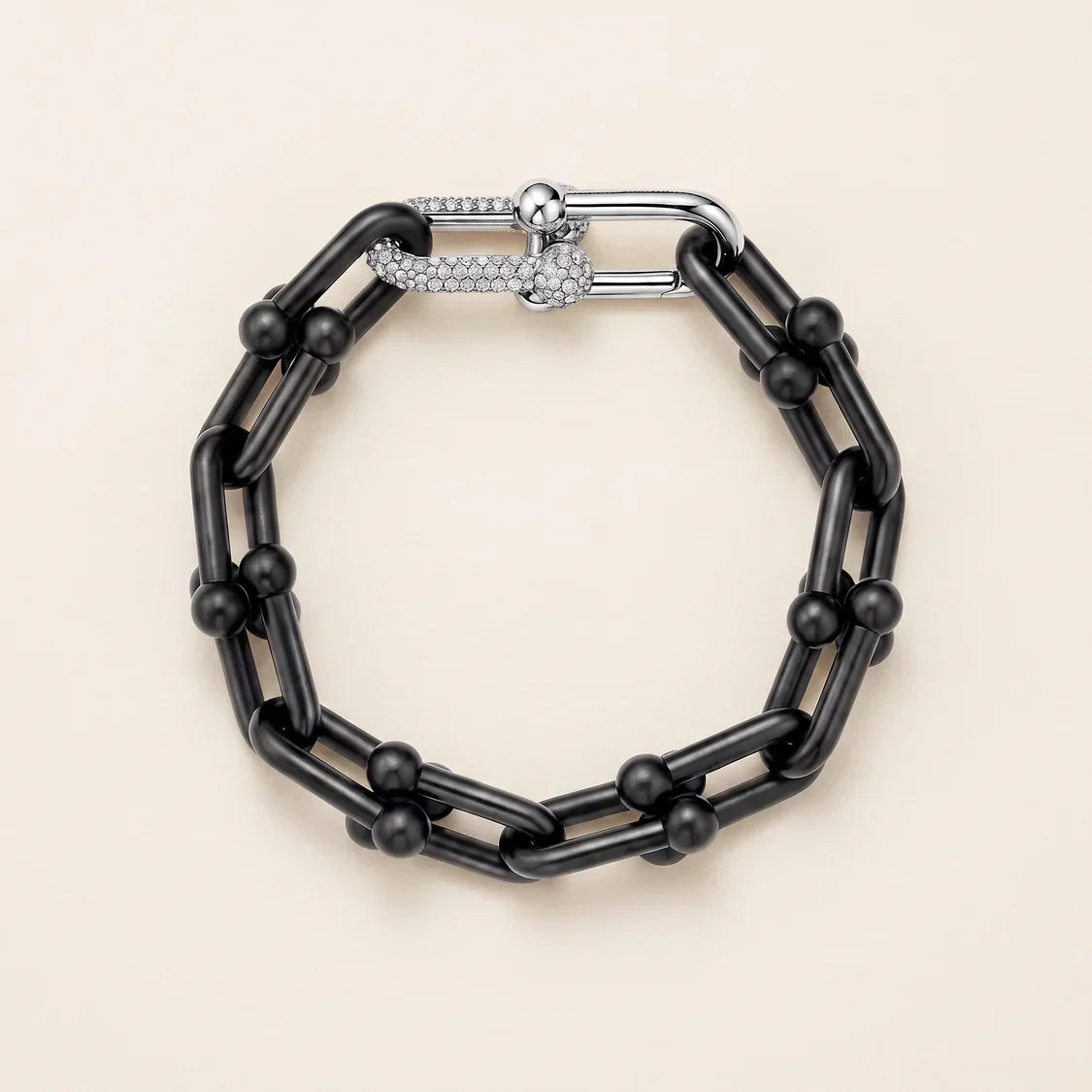 Pavé CZ Beaded Link Bracelet
