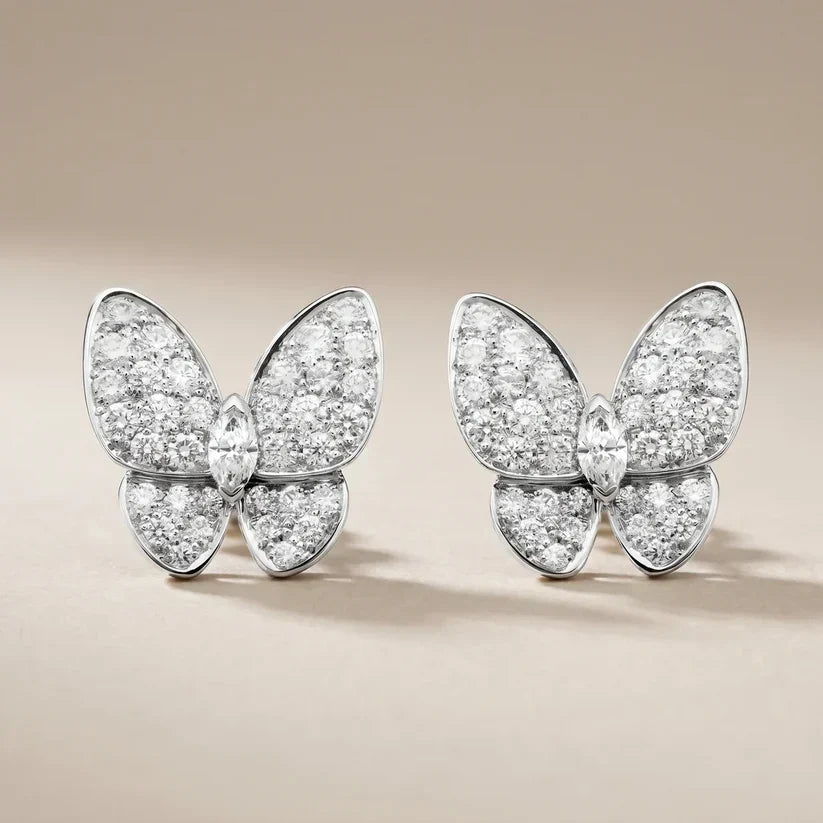 Pavé CZ Butterfly Stud Earrings