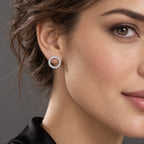 Pavé CZ Circle Stud Earrings - view 3