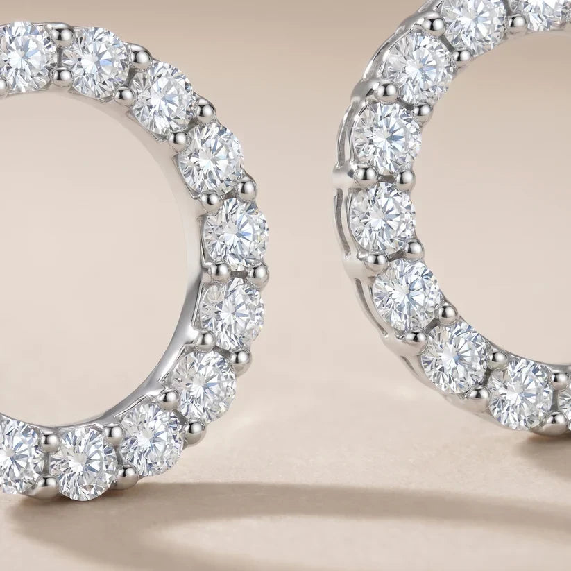 Pavé CZ Circle Stud Earrings - view 4