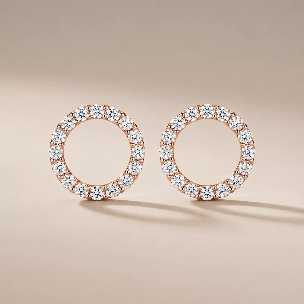 Pavé CZ Circle Stud Earrings - view 5