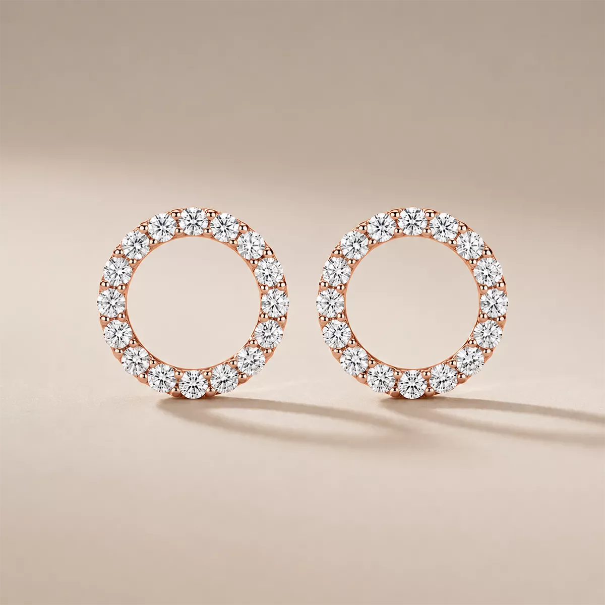 Pavé CZ Circle Stud Earrings - view 5