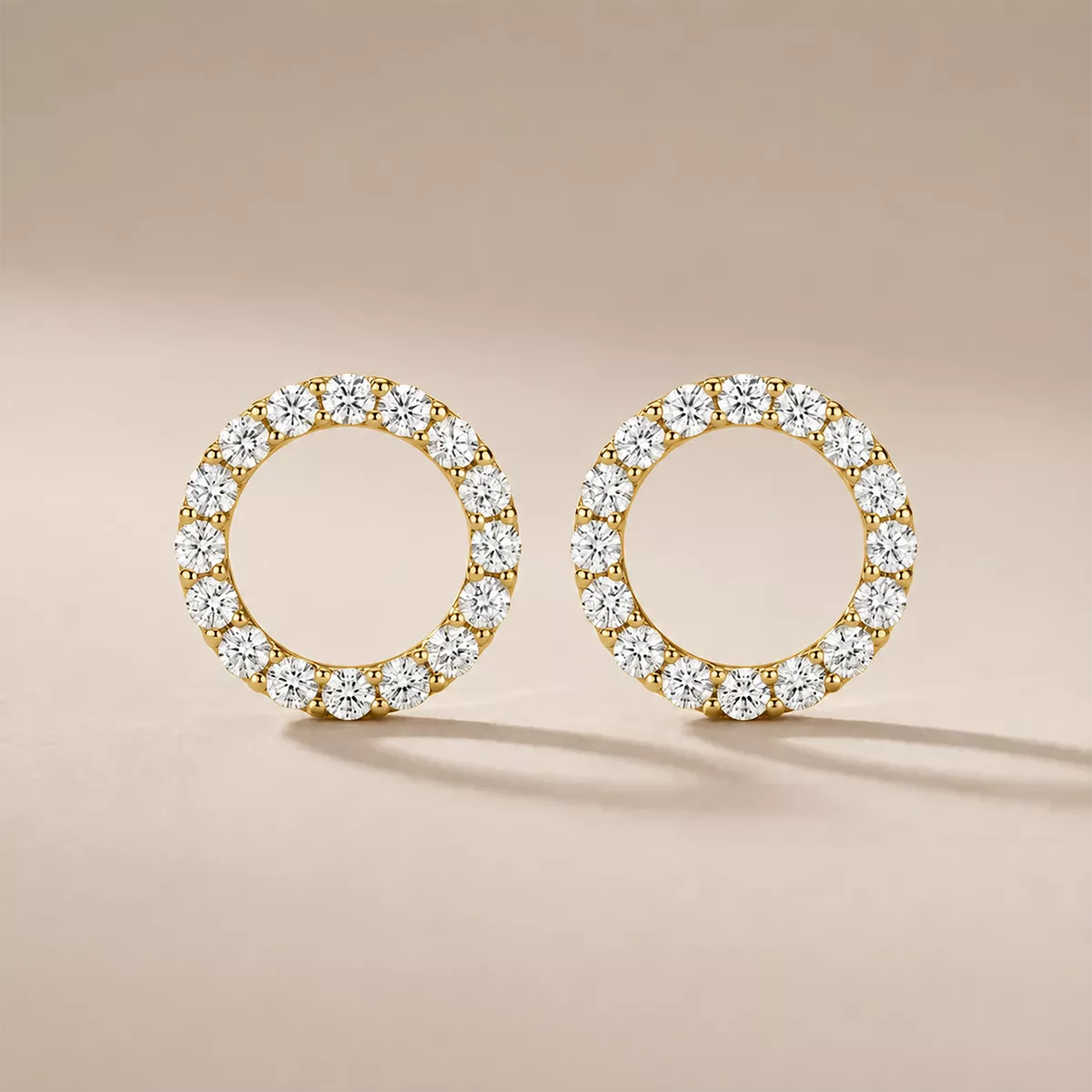 Pavé CZ Circle Stud Earrings - view 6