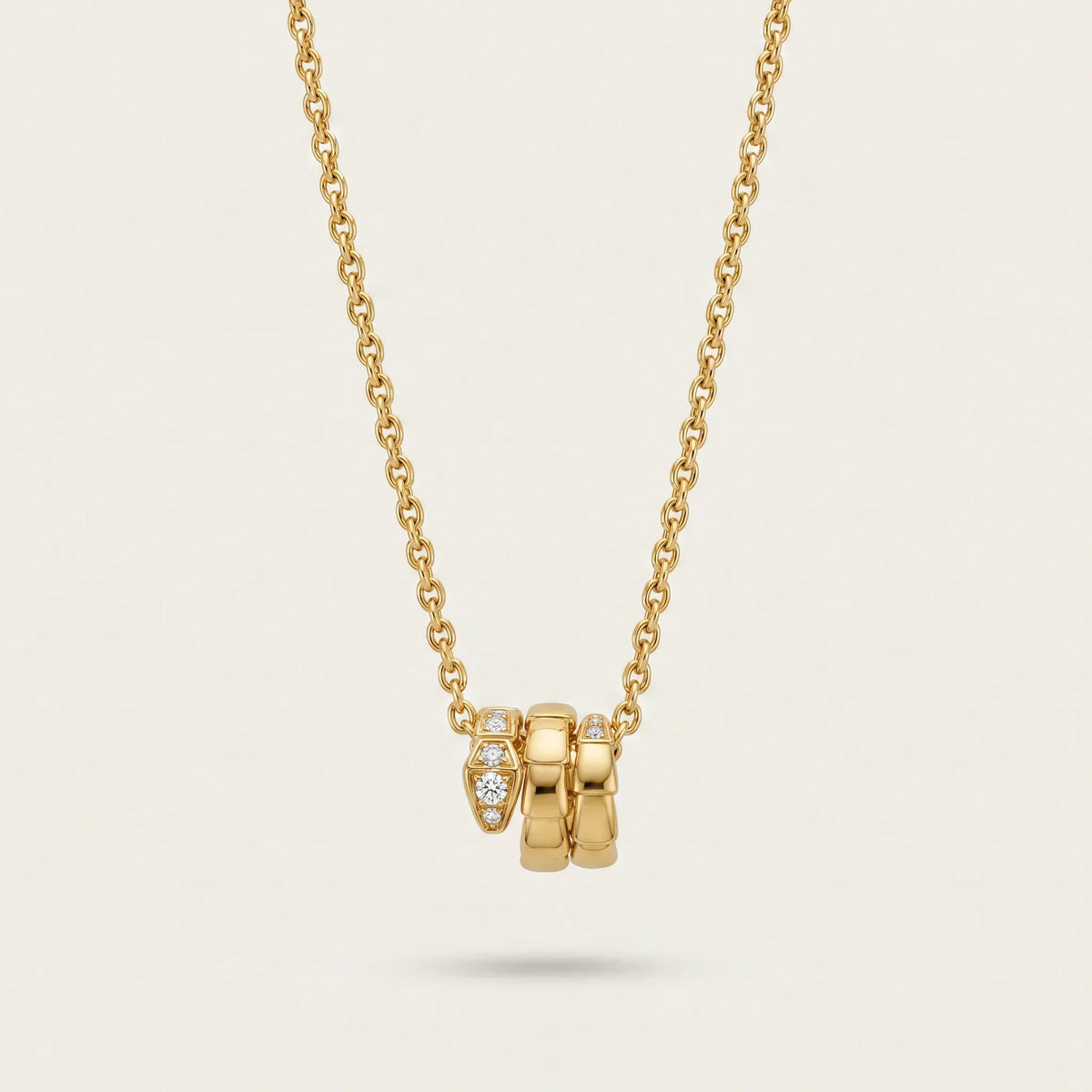 Pavé CZ Coiled Viper Pendant Necklace