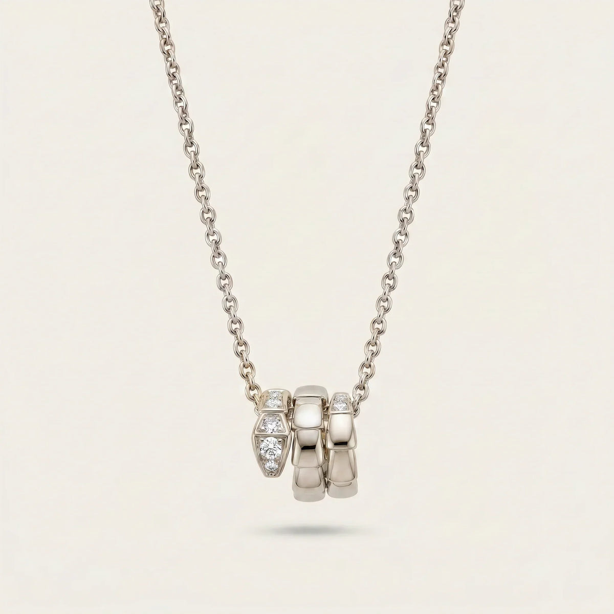 Pavé CZ Coiled Viper Pendant Necklace - view 7