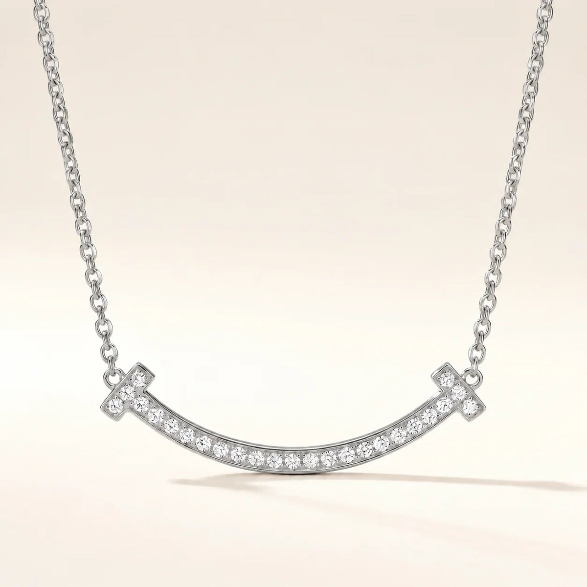 Pavé CZ Curved Bar Necklace - view 6