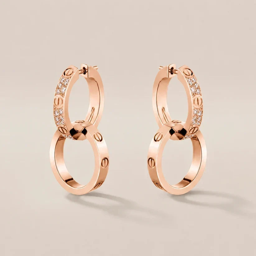 Pavé CZ Double Hoop Drop Earrings - view 5