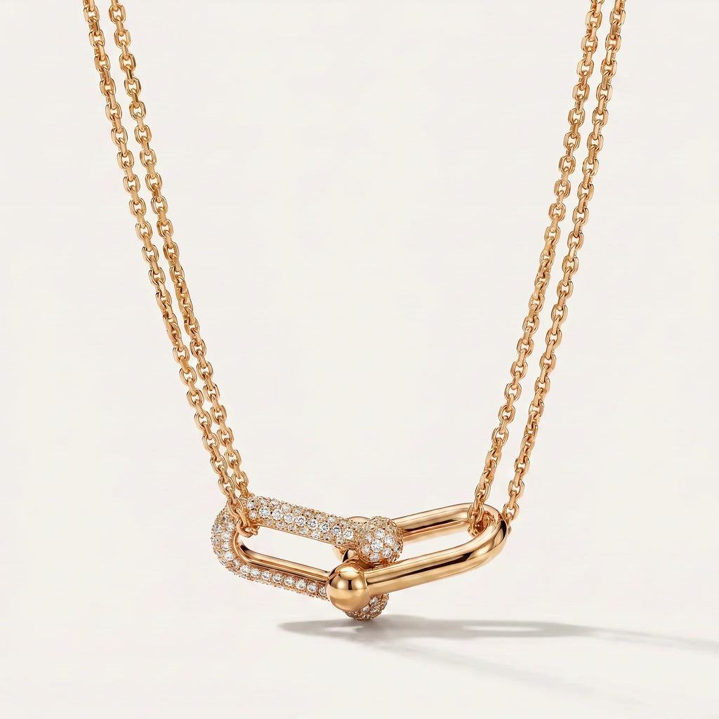 Pavé CZ Double Link Necklace