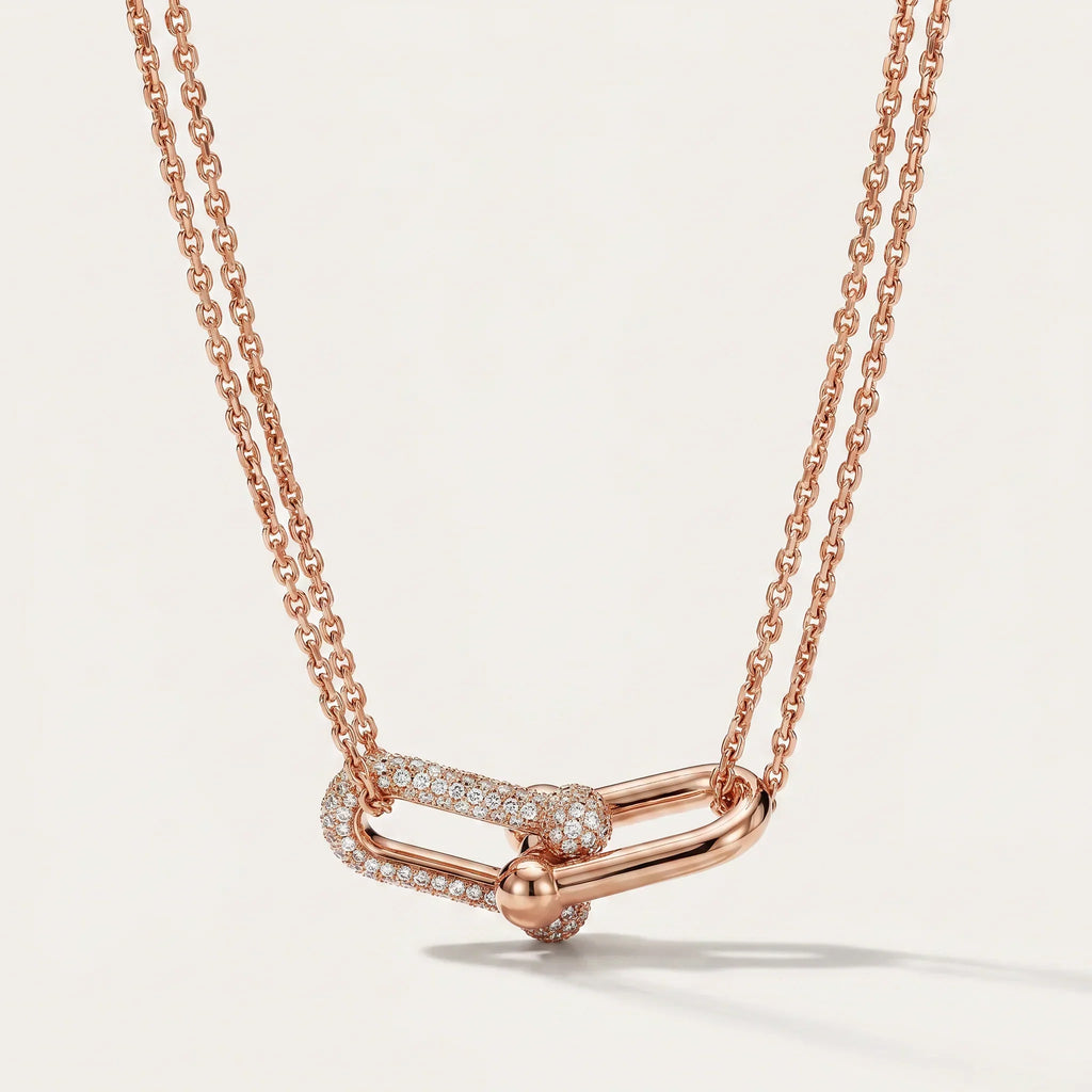 Pavé CZ Double Link Necklace - view 5