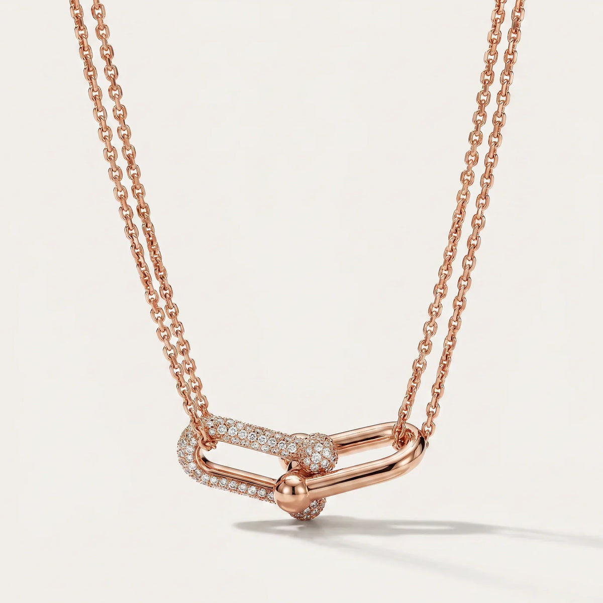 Pavé CZ Double Link Necklace - view 5