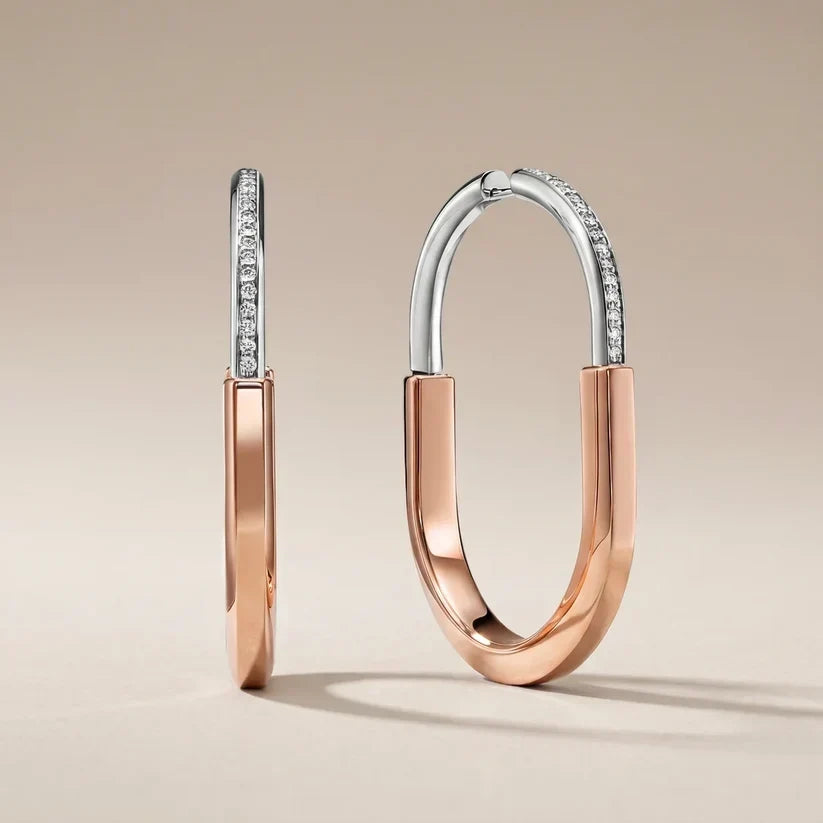 Pavé CZ Elongated Hoop Earrings
