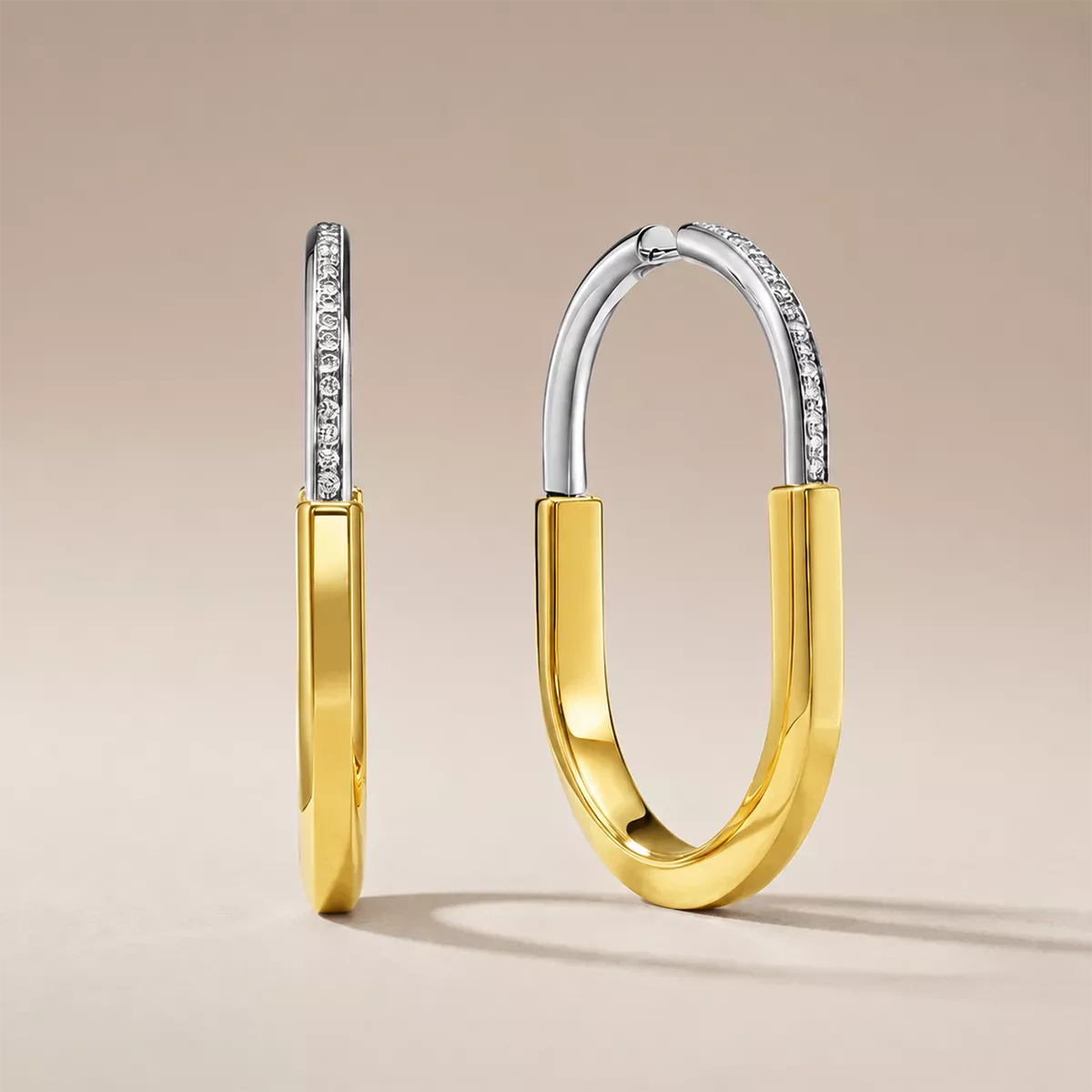 Pavé CZ Elongated Hoop Earrings - view 5
