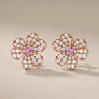 Pavé CZ Five-Petal Floral Stud Earrings