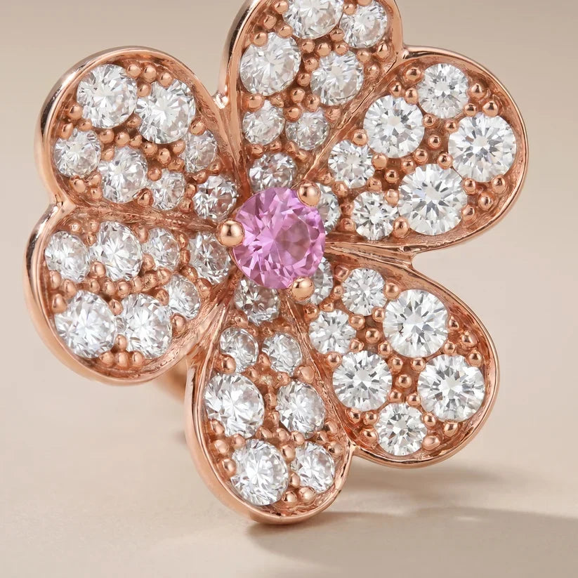 Pavé CZ Five-Petal Floral Stud Earrings - view 4