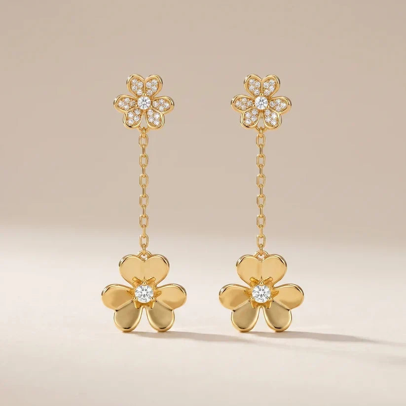 Pavé CZ Floral Drop Earrings