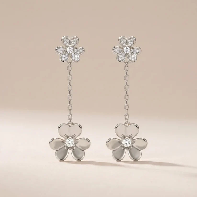 Pavé CZ Floral Drop Earrings - view 6