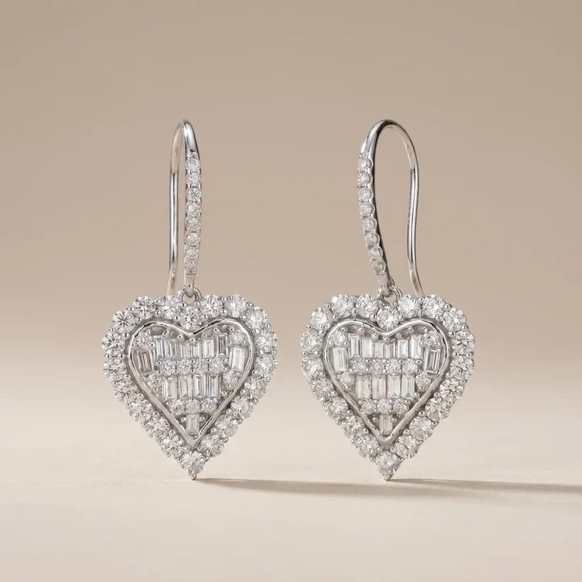Pavé CZ Heart Drop Earrings