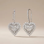 Pavé CZ Heart Drop Earrings